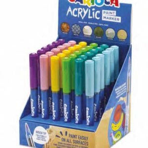 carioca acrylic expositor con 36 marcadores de pintura acrilica punta pincel tinta a base de agua alta cobertura colores surtidos