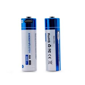energy sistem charge pro c pack de 2 pilas recargables usb c 3405mwh 2270mah aa 2.5v carga por usb c