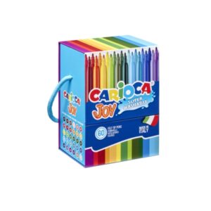carioca joy caja rigida con 60 rotuladores punta 2.8mm bloqueada capuchon ventilado lavables colores surtidos