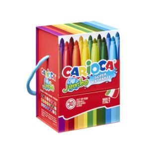 carioca jumbo caja rigida con 30 rotuladores punta 6mm superlavables colores surtidos