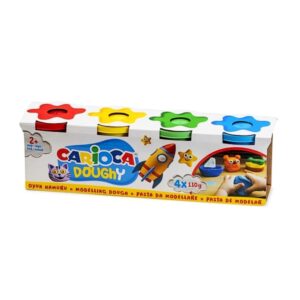 carioca doughy pack con 4 botes de pasta de modelar 110gr blanda y flexible facil de amasar y moldear ideal para iniciacion al modelaje colores surtidos