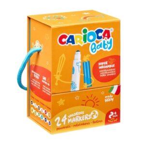 carioca baby caja rigida con 24 rotuladores punta redonda y bloqueada para la maxima seguridad superlavables dermatologicamente testados colores surtidos