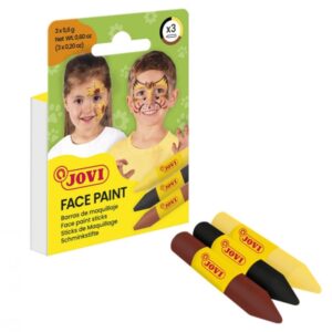 jovi face paint animal pack de 3 barras de maquillaje para todo tipo de pieles se limpia facilmente colores amarillo, marron y negro