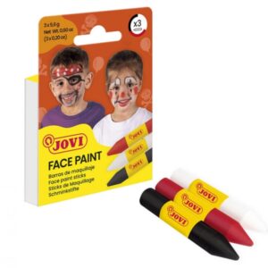 jovi face paint scary pack de 3 barras de maquillaje para todo tipo de pieles se limpia facilmente colores blanco, rojo y negro