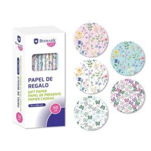 bismark naturaleza rollo de papel regalo medidas 70cmx200cm 5 diseños diferentes 10 rollos por diseño