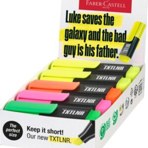 faber castell txtlnr caja de 10 marcadores fluorescentes punta biselada trazo entre 1, 2 y 5 mm tinta con base de agua colores neon surtidos