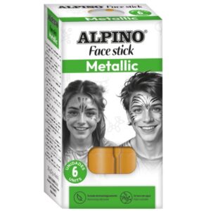 alpino fiesta face stick pack con 6 barritas de pintura facial sistema retractil giratorio se lava con agua testado dermatologicamente color oro