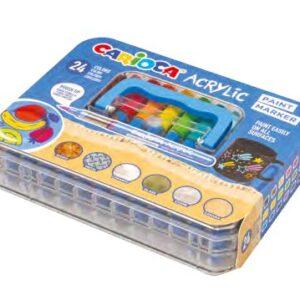 carioca acrylic maleta de plastico con 24 marcadores de pintura acrilica punta pincel tinta a base de agua alta cobertura colores surtidos