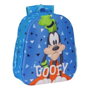 safta goofy mochila 3d de 8.64l portabotellas tarjeta de identificacion personal hombreras acolchadas 27x33x10cm color azul