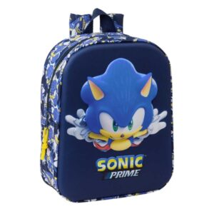 safta sonic mochila guarderia 3d de 6l asa de mano superior asas regulables y acolchadas cierre de cremallera 22x27x10cm color azul marino