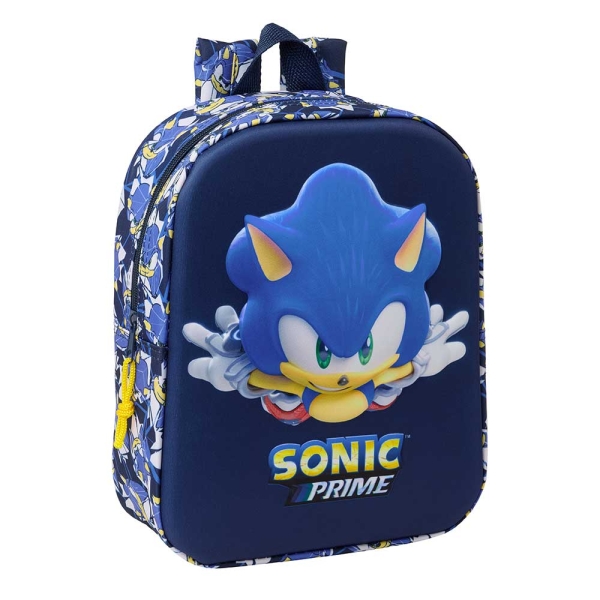 safta sonic mochila guarderia 3d de 6l asa de mano superior asas regulables y acolchadas cierre de cremallera 22x27x10cm color azul marino