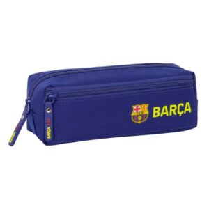 safta f.c.barcelona estuche portatodo 3 compartimentos goma trasera para acoplar cierre de cremallera 22x8.5x6cm color azul marino