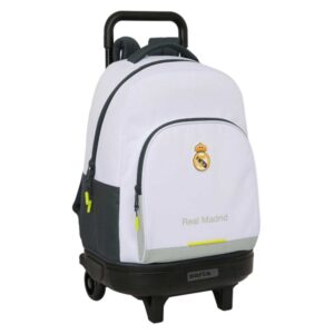 safta real madrid compact mochila con carro integrado portabotellas extraible para limpieza carro de pp, acero y pvc 33x45x22cm color blanco y negro