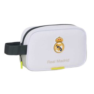 safta real madrid neceser de 2l portatodo asa de mano cierre de cremallera 22x13.5x8cm color blanco y negro