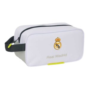 safta real madrid zapatillero de 6l asa de mano cierre de cremallera 29x15x14cm color blanco y negro