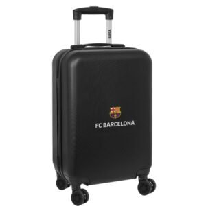 safta f.c.barcelona maleta trolley de cabina 20" rigida candado asa telescopica de pvc con goma 4 ruedas 360º 34.5x55x20cm color negro