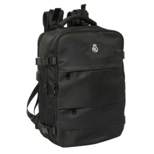 safta real madrid mochila de viaje cabina de 23.1l espacio para portatil hasta 15.6" usb integrado zapatero con cremallera 29x44x19cm color negro