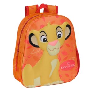safta el rey leon mochila 3d de 8.64l portabotellas tarjeta de identificacion personal hombreras acolchadas 27x33x10cm color naranja