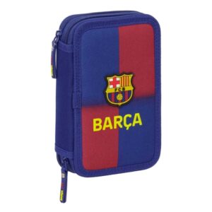 safta f.c.barcelona plumier de 1l 29 piezas 2 compartimentos cierre de cremallera 12.5x19.5x4cm color rojo y azul