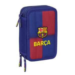 safta f.c.barcelona plumier de 1.3l con 37 piezas 3 compartimentos cierre de cremallera 12.5x19.5x5.5cm color rojo y azul