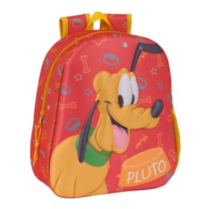 safta pluto mochila 3d de 8.64l portabotellas tarjeta de identificacion personal hombreras acolchadas 27x33x10cm color rojo