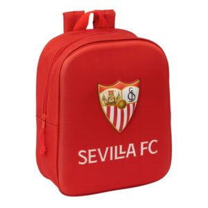 safta sevilla fc mochila guarderia 3d de 6l asa de mano superior asas regulables y acolchadas cierre de cremallera 22x27x10cm color rojo