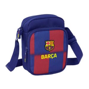safta f.c.barcelona bandolera de 2l ajustable bolsillo trasero con velcro cierre con cremallera 16x22x6cm color rojo y azul