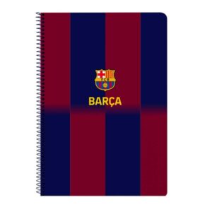 safta f.c.barcelona cuaderno espiral tapas duras 80 hojas a4 con cuadriculada 4x4mm formato folio 21.5x31x1cm color rojo y azul