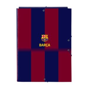 safta f.c.barcelona carpeta 3 solapas tapas duras forradas cierre con gomas elasticas formato folio 26x33.5x2.5cm color rojo y azul