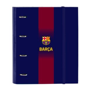 safta f.c.barcelona carpeta de 4 anillas tapas duras forradas lomo de 35mm incluye 100 hojas a4 con cuadriculada 5x5mm 27x32x3.5cm color rojo y azul