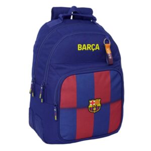 safta f.c.barcelona mochila escolar de 20l adaptable a carro 3 compartimentos portabotellas 32x42x15cm color rojo y azul