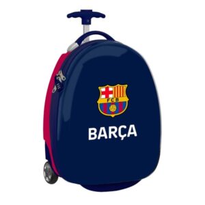 safta f.c.barcelona maleta de 27.7l trolley infantil 16" rigida interior forrado asa telescopica 2 ruedas 28x43x23cm color rojo y azul