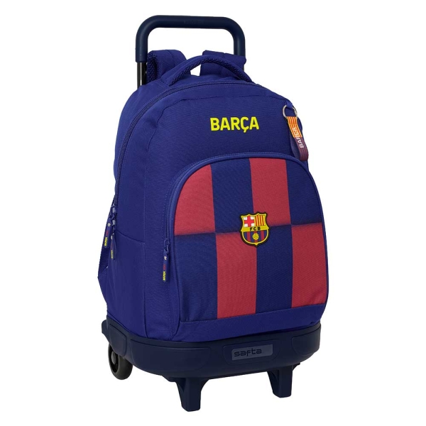 safta real madrid compact mochila con carro integrado portabotellas extraible para limpieza carro de pp, acero y pvc 33x45x22cm color rojo y azul