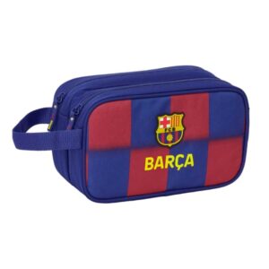 safta f.c.barcelona neceser de 5l portatodo 2 compartimentos asa de mano cierre de cremallera 26x15x12.5cm color rojo y azul