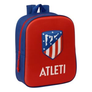 safta atletico de madrid mochila guarderia 3d de 6l asa de mano superior asas regulables y acolchadas cierre de cremallera 22x27x10cm color rojo y azul