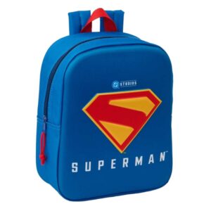 safta superman mochila guarderia 3d de 6l asa de mano superior asas regulables y acolchadas cierre de cremallera 22x27x10cm color rojo y azul