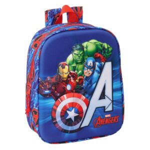 safta avengers mochila guarderia 3d de 6l asa de mano superior asas regulables y acolchadas cierre de cremallera 22x27x10cm color rojo y azul