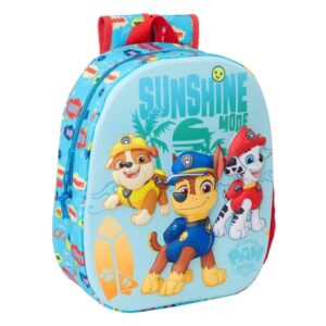safta patrulla canina mochila 3d de 8.64l portabotellas tarjeta de identificacion personal hombreras acolchadas 27x33x10cm color rojo y azul