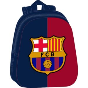 safta f.c.barcelona mochila 3d de 8.64l portabotellas tarjeta de identificacion personal hombreras acolchadas 27x33x10cm color rojo y azul