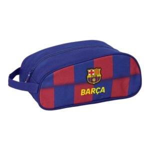 safta f.c.barcelona zapatillero de 9.18l ovalado asa de mano cierre de cremallera 34x15x18cm color rojo y azul