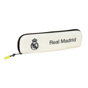 safta real madrid estuche portatodo de 0.25l 1 compartimento silicona cierre con cremallera 20x5.5x2cm color blanco