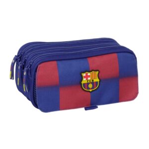 safta f.c.barcelona estuche portatodo de 1.72l 3 compartimentos cinta trasera adaptable a carro cierre de cremallera 21.5x10x8cm color rojo y azul