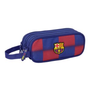 safta f.c.barcelona estuche portatodo de 1.25l 3 compartimentos asa de mano cierre de cremallera 21x8.5x7cm color rojo y azul