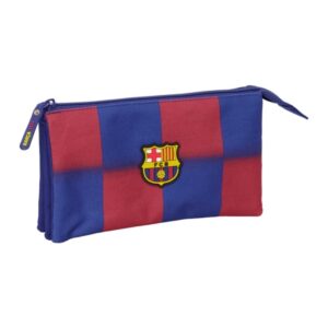 safta f.c.barcelona estuche portatodo de 0.6l 3 compartimentos cierre de cremallera central 22x12x3cm color rojo y azul