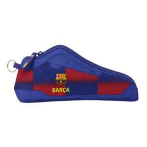safta f.c.barcelona estuche portatodo de 0.5l con forma de bota 1 compartimento anilla para colgar cierre con cremallera 24x10x2cm color rojo y azul