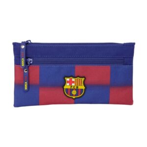 safta f.c.barcelona estuche portatodo de 0.25l 2 compartimentos bolsillo lateral cierre con cremallera 22x11x1cm color rojo y azul