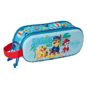 safta patrulla canina estuche portatodo 3d de 1l 2 compartimentos cierre de cremallera asa de mano 21x8x6cm color rojo y azul