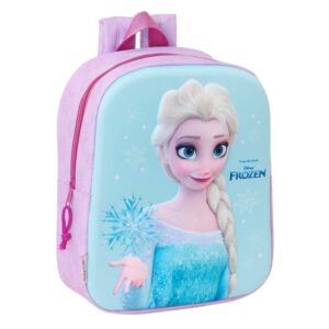 safta frozen mochila guarderia 3d de 6l asa de mano superior asas regulables y acolchadas cierre de cremallera 22x27x10cm color rosa