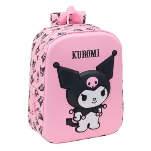 safta kuromi mochila guarderia 3d de 6l asa de mano superior asas regulables y acolchadas cierre de cremallera 22x27x10cm color rosa pastel