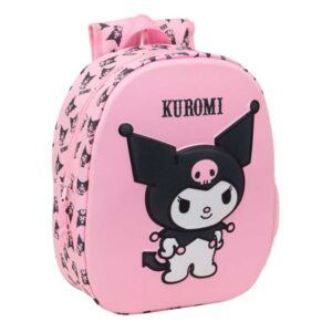 safta kuromi mochila 3d de 8.64l portabotellas tarjeta de identificacion personal hombreras acolchadas 27x33x10cm color rosa pastel